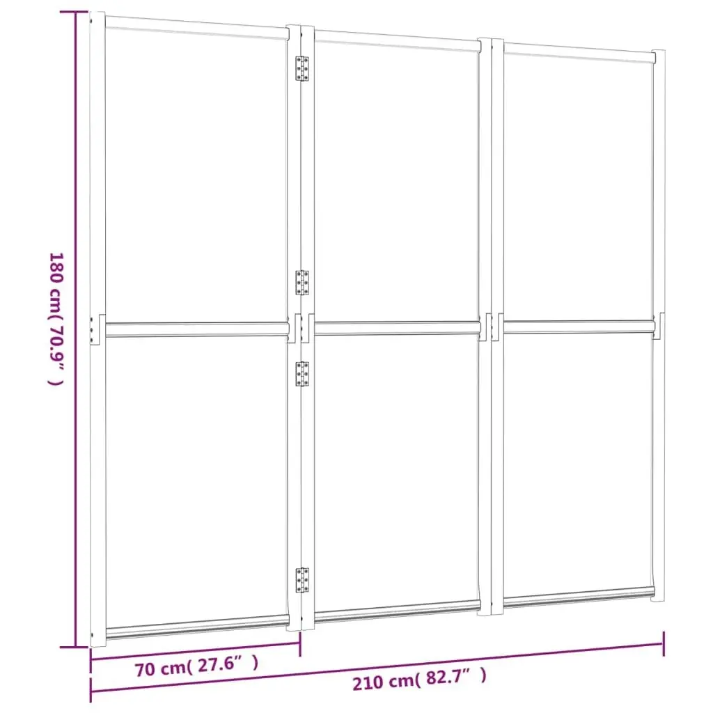 3-Panel Room Divider Black 210x180 cm 319179