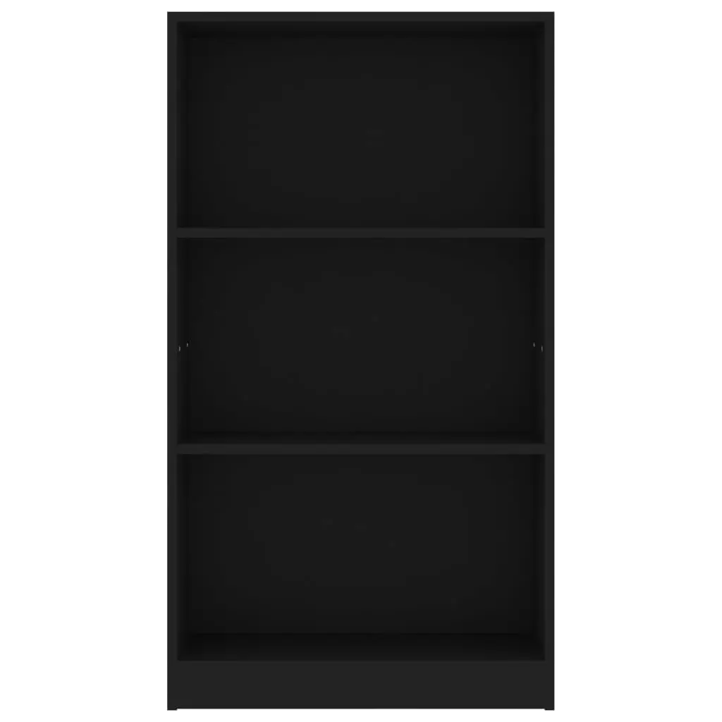 3-Tier Book Cabinet Black 60x24x109 cm Engineered Wood 800865