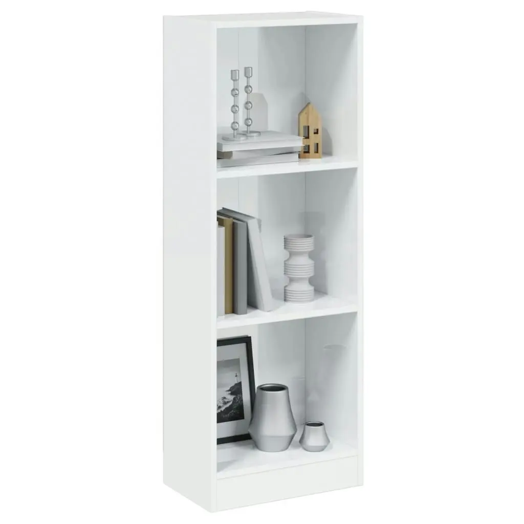 3-Tier Book Cabinet High Gloss White 40x24x109 cm Engineered Wood 800834