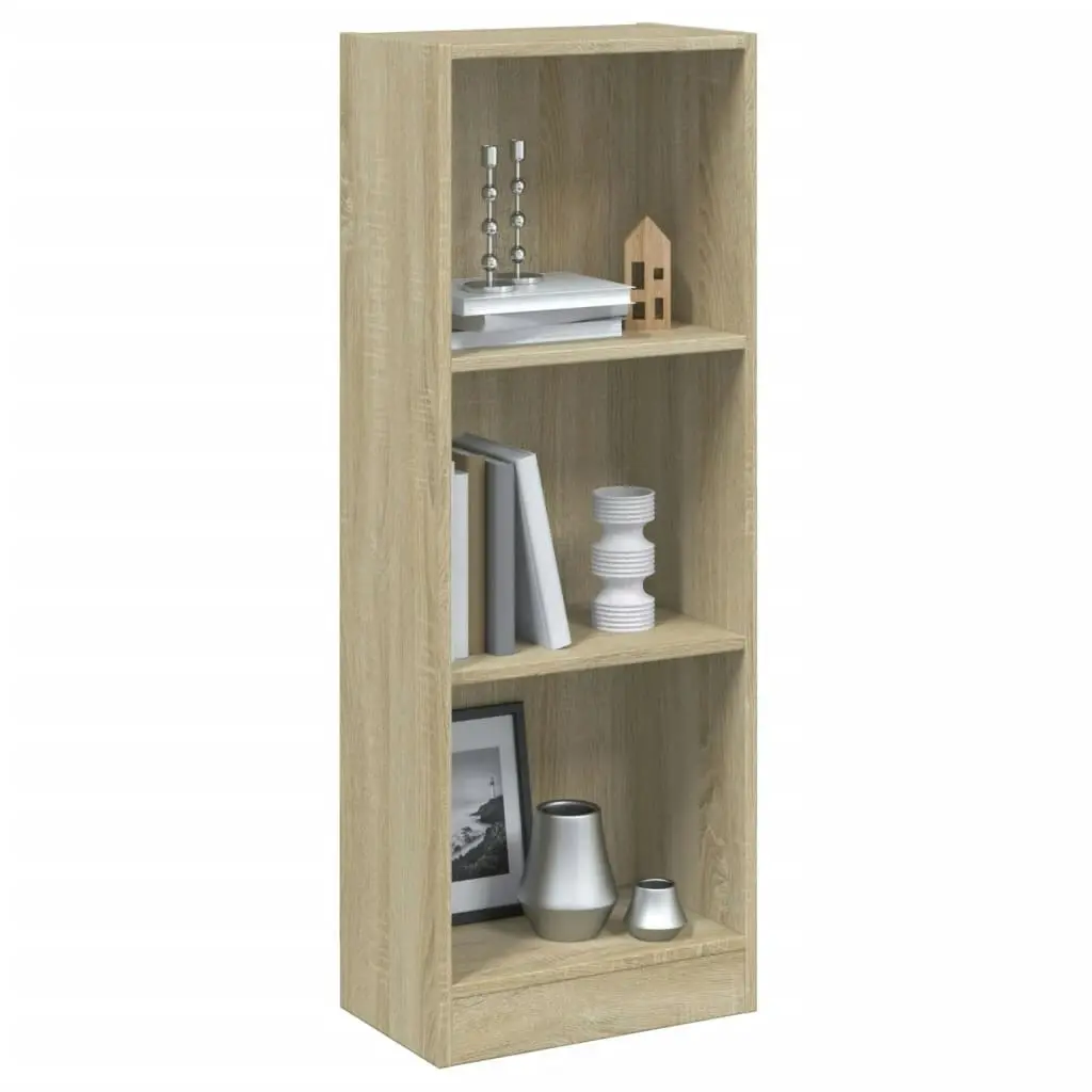 3-Tier Book Cabinet Sonoma Oak 40x24x109 cm Engineered Wood 800831