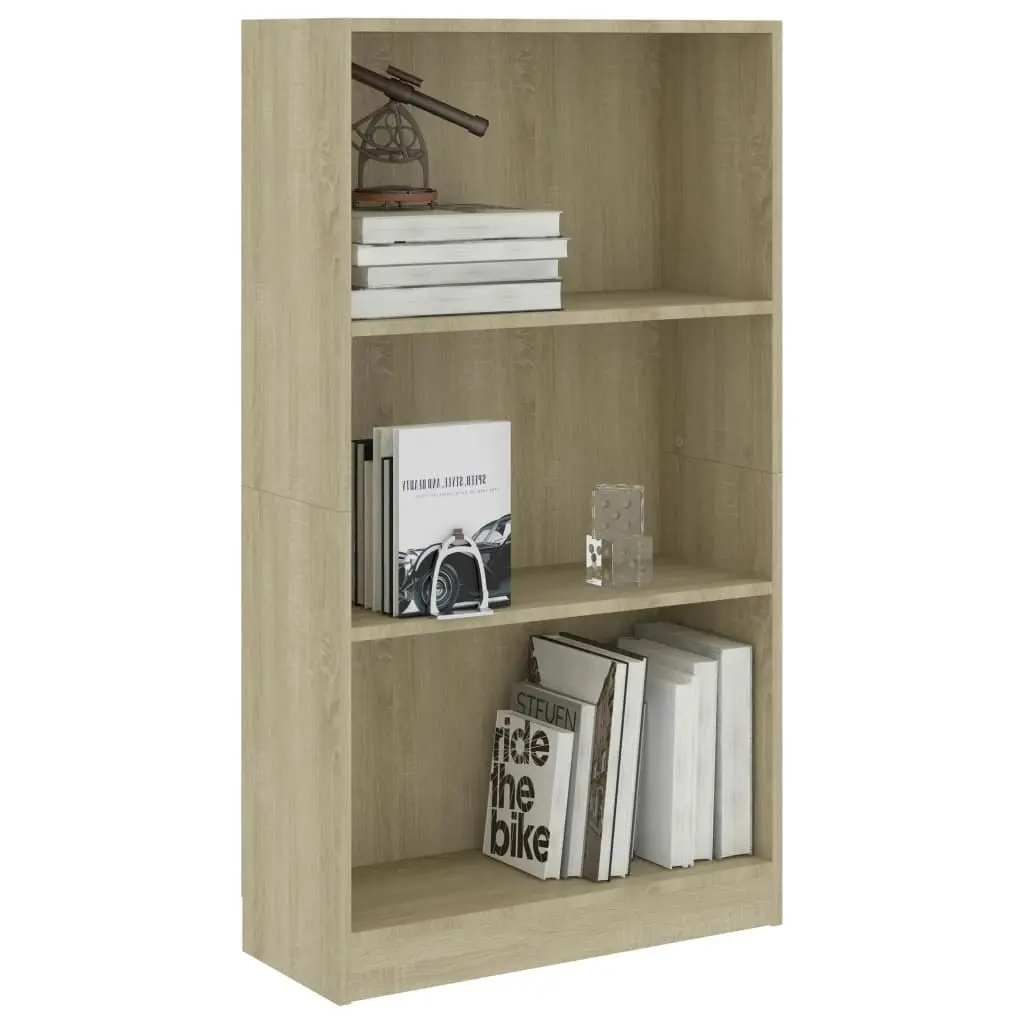 3-Tier Book Cabinet Sonoma Oak 60x24x109 cm Engineered Wood 800867