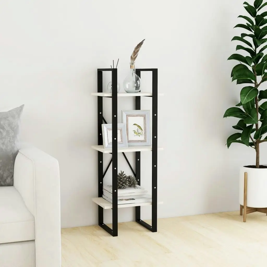 3-Tier Book Cabinet White 40x30x105 cm Solid Pinewood 806493