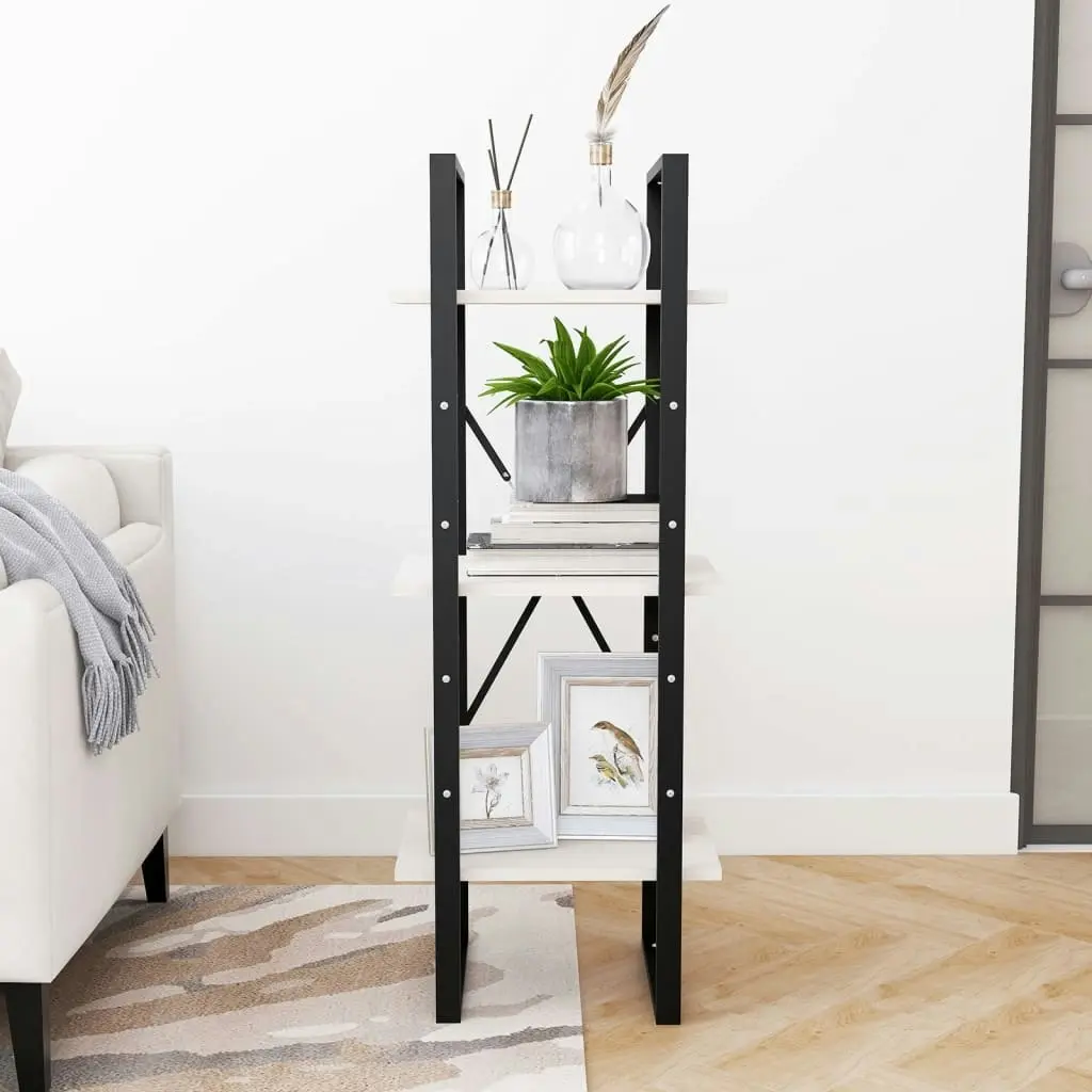 3-Tier Book Cabinet White 40x30x105 cm Solid Pinewood 806493