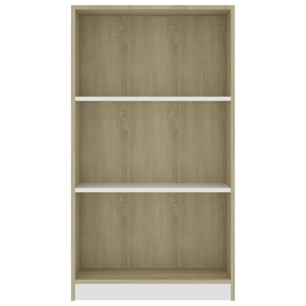 3-Tier Book Cabinet White&Sonoma Oak 60x24x109 Engineered Wood 800869