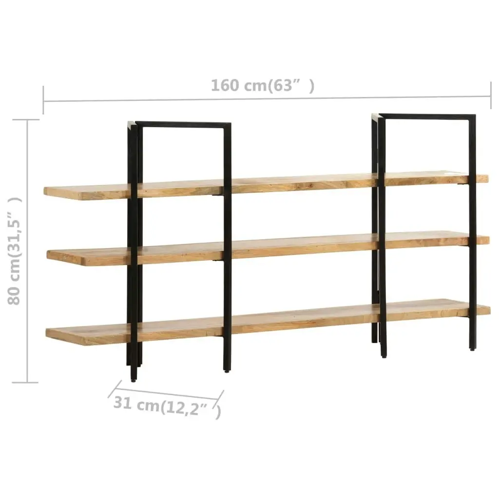 3-Tier Bookcase 160x31x80 cm Solid Mango Wood 286604