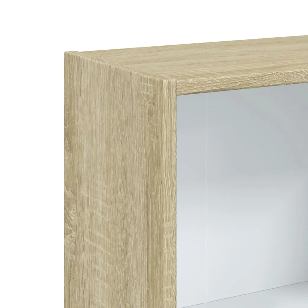 3-Tier Book Cabinet White and Sonoma Oak 40x24x109 cm Engineered Wood 800833