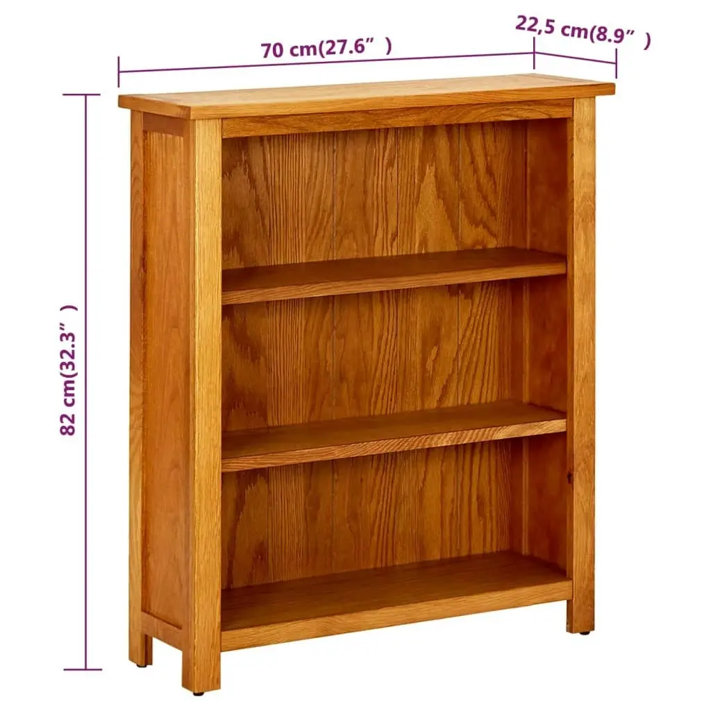 3-Tier Bookcase 70x22.5x82 cm Solid Oak Wood 244468