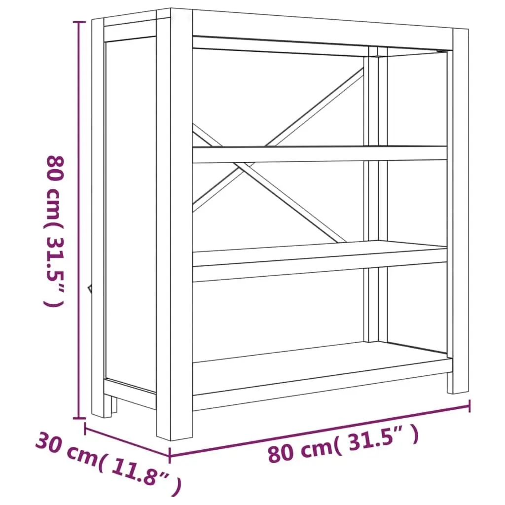 3-Tier Bookcase 80x30x80 cm Solid Wood Acacia 345086