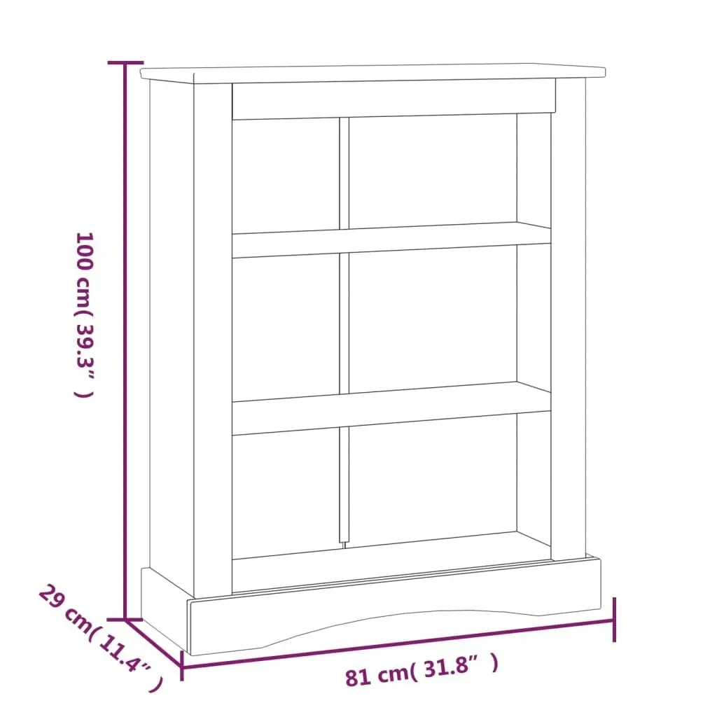 3-Tier Bookcase Mexican Pine Corona Range White 81x29x100 cm 282640