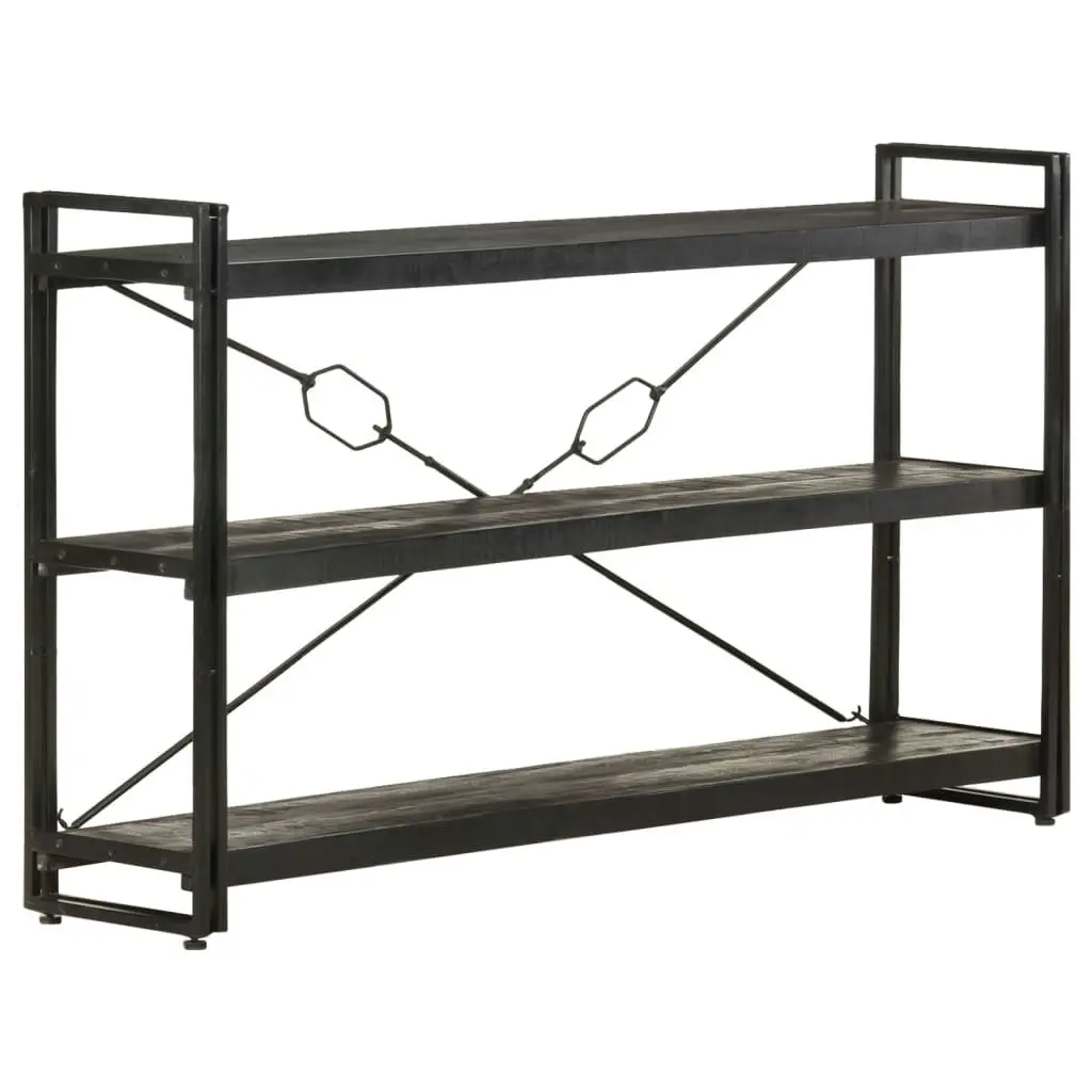 3-Tier Bookcase Black 140x30x80 cm Solid Mango Wood 320628