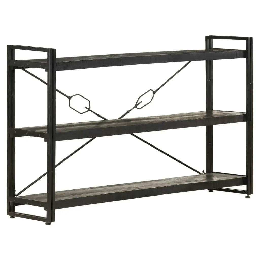 3-Tier Bookcase Black 140x30x80 cm Solid Mango Wood 320628