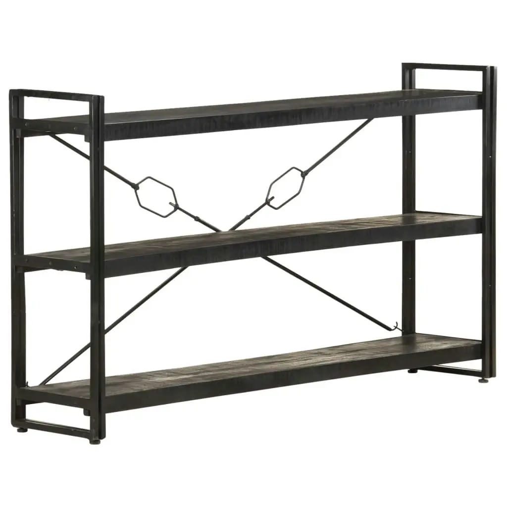 3-Tier Bookcase Black 140x30x80 cm Solid Mango Wood 320628