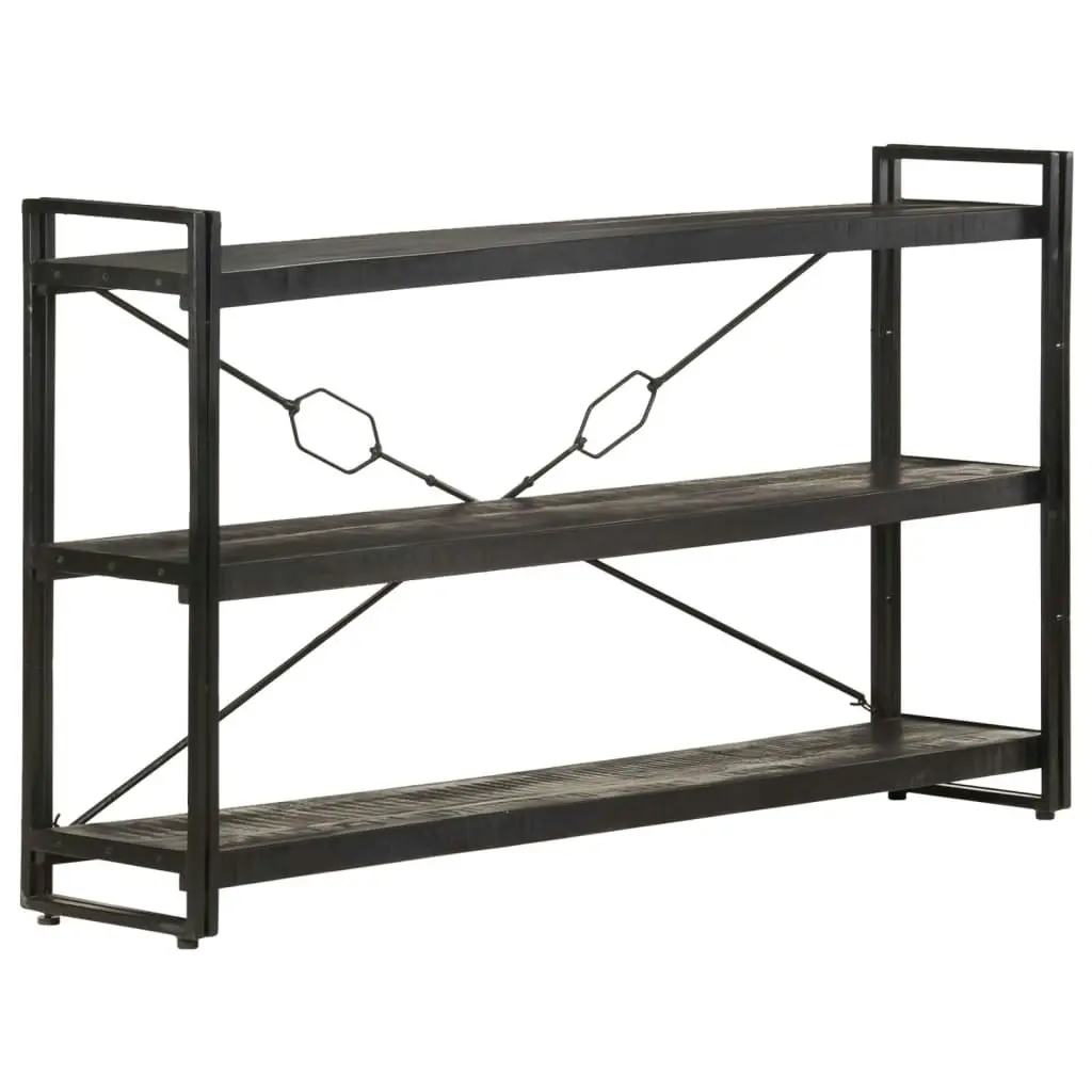 3-Tier Bookcase Black 140x30x80 cm Solid Mango Wood 320628