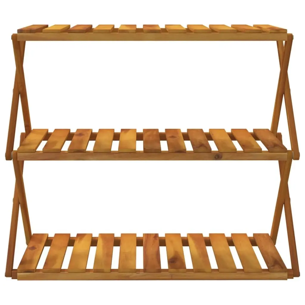 3-Tier Folding Shelf Brown 70x31x63 cm Solid Wood Acacia 153328