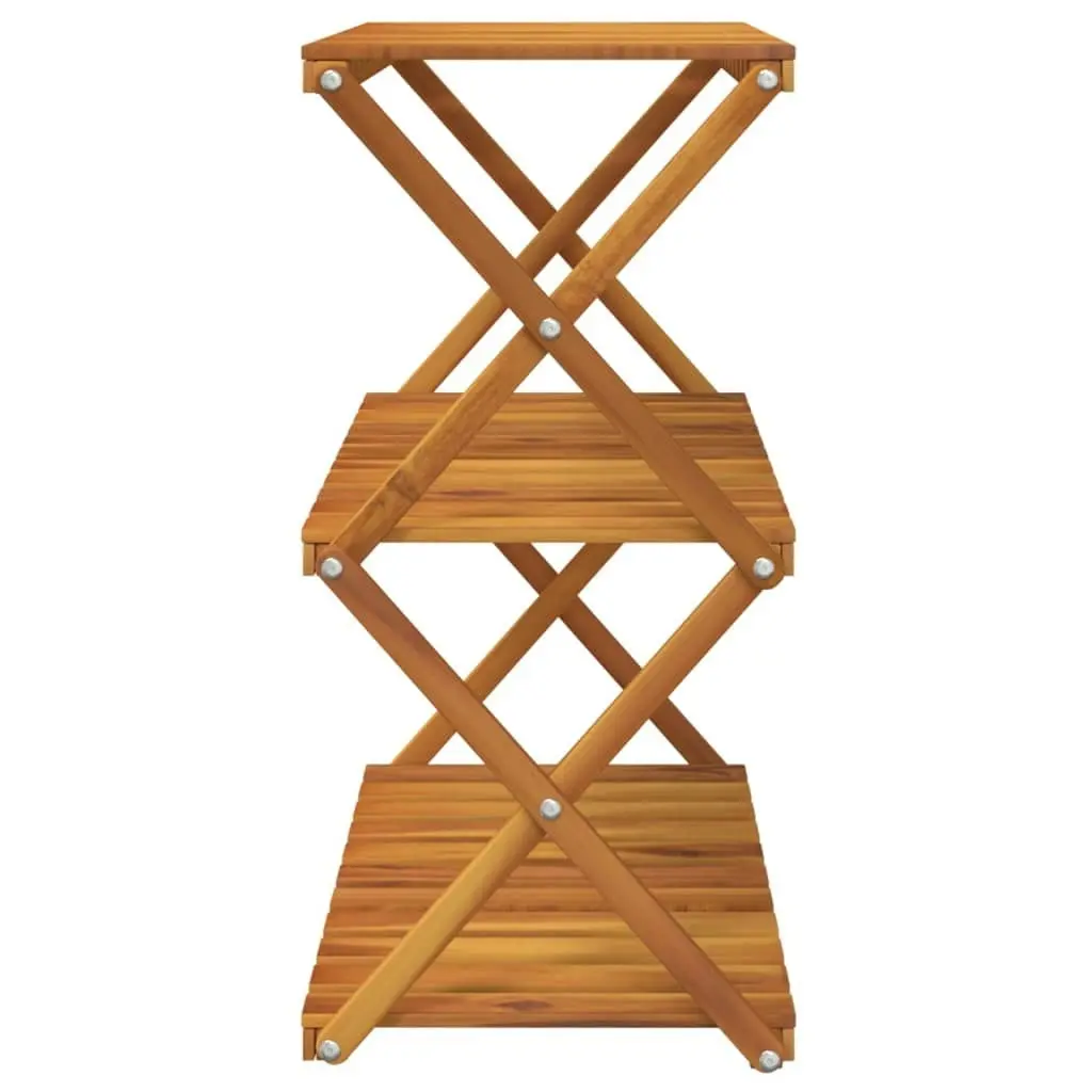 3-Tier Folding Shelf Brown 70x31x63 cm Solid Wood Acacia 153328