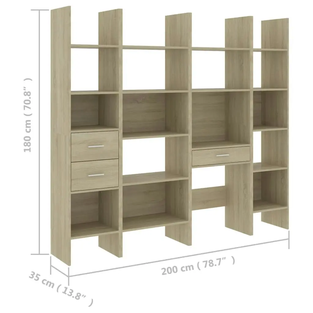 4 Piece Book Cabinet Set Sonoma Oak Engineered Wood 3079595