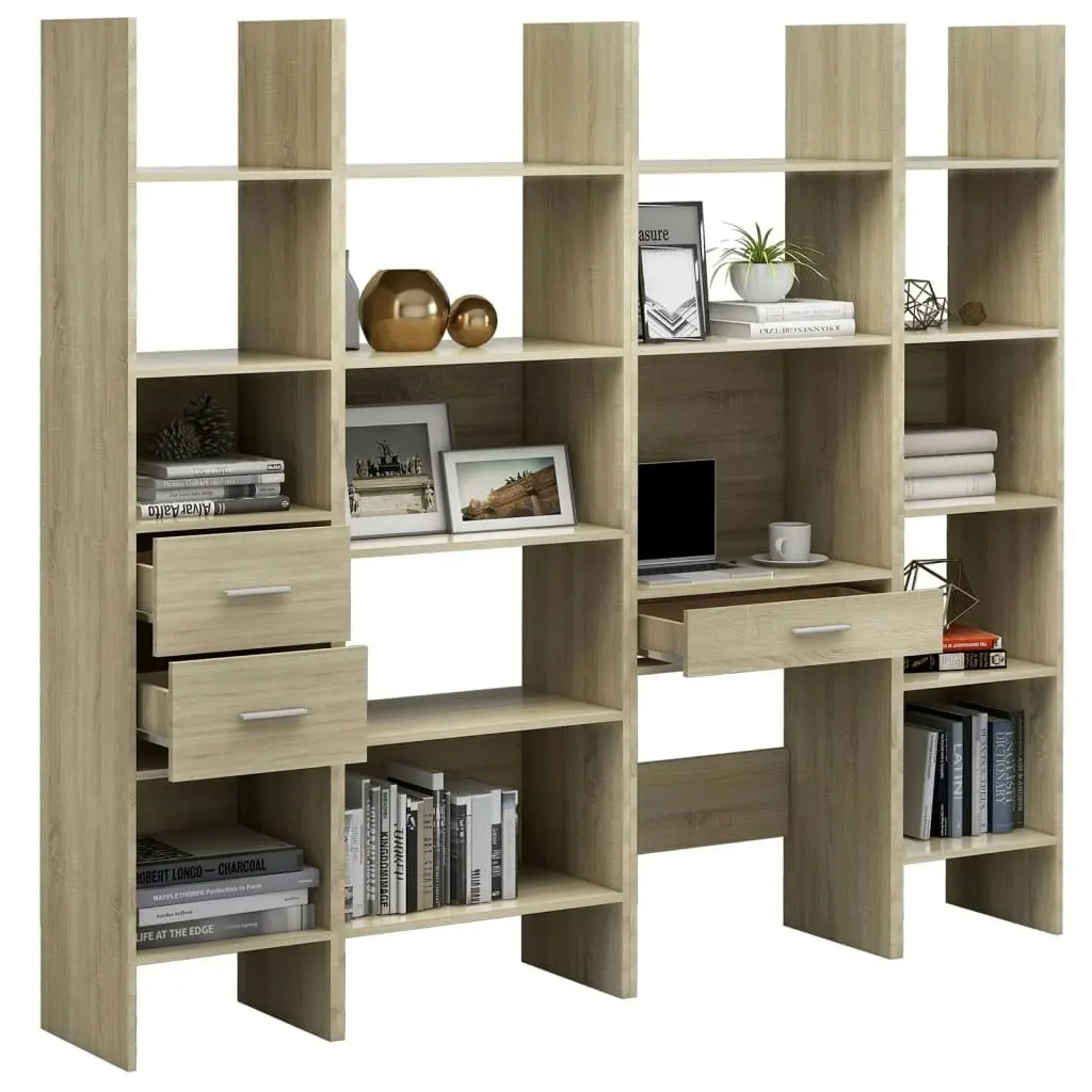 4 Piece Book Cabinet Set Sonoma Oak Engineered Wood 3079595