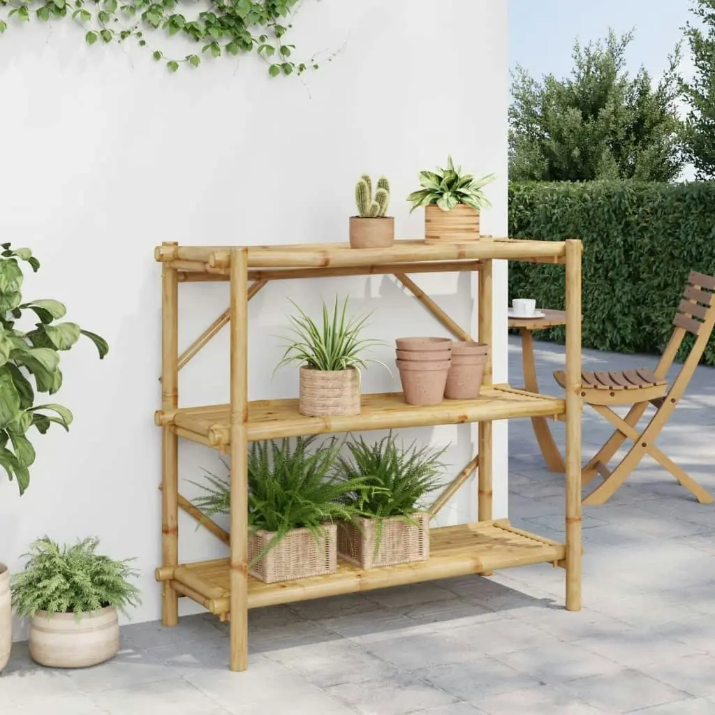 3-Layer Shelf 100x40x90 cm Bamboo 366458