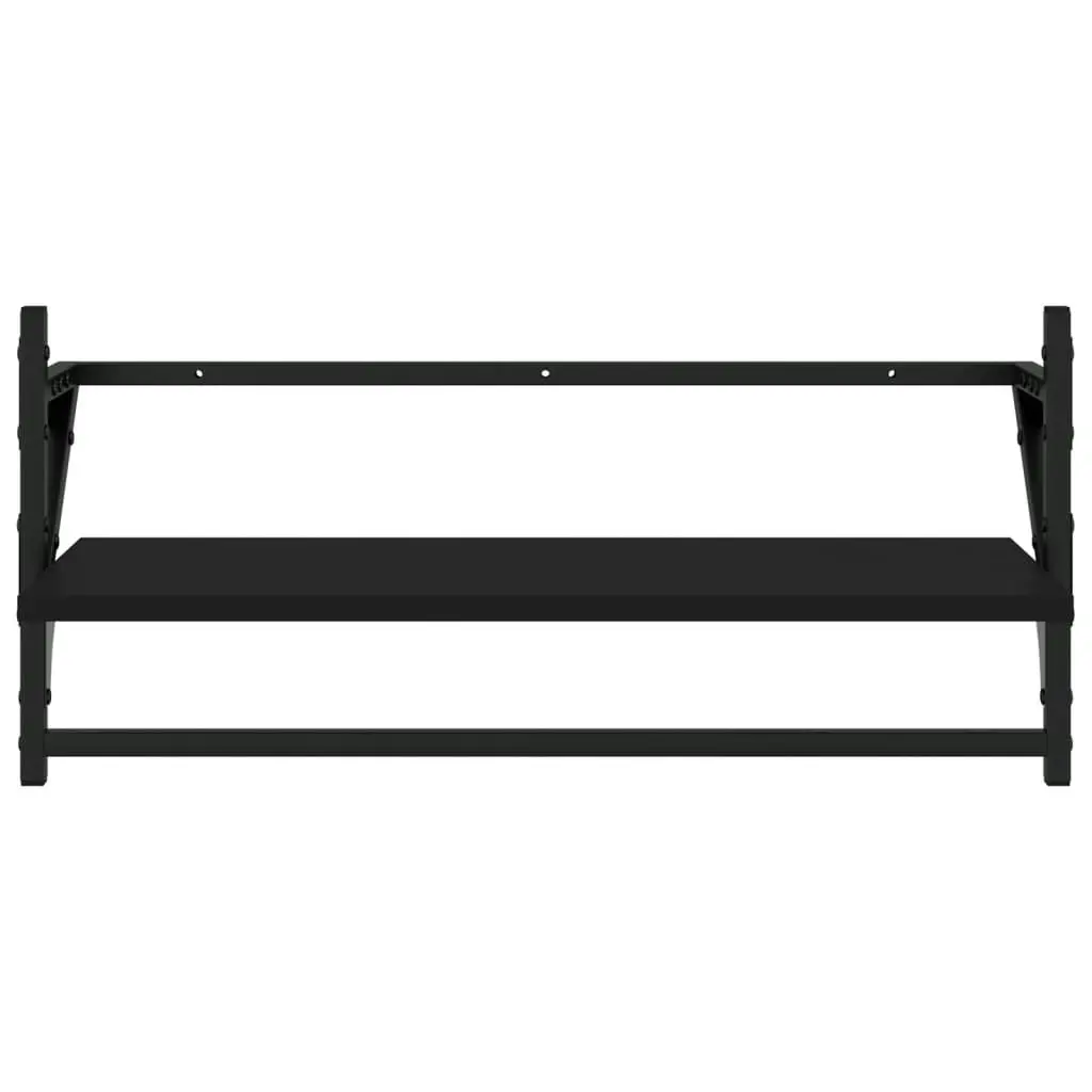 4 Piece Wall Shelf Set with Bars Black Engineered Wood 836263