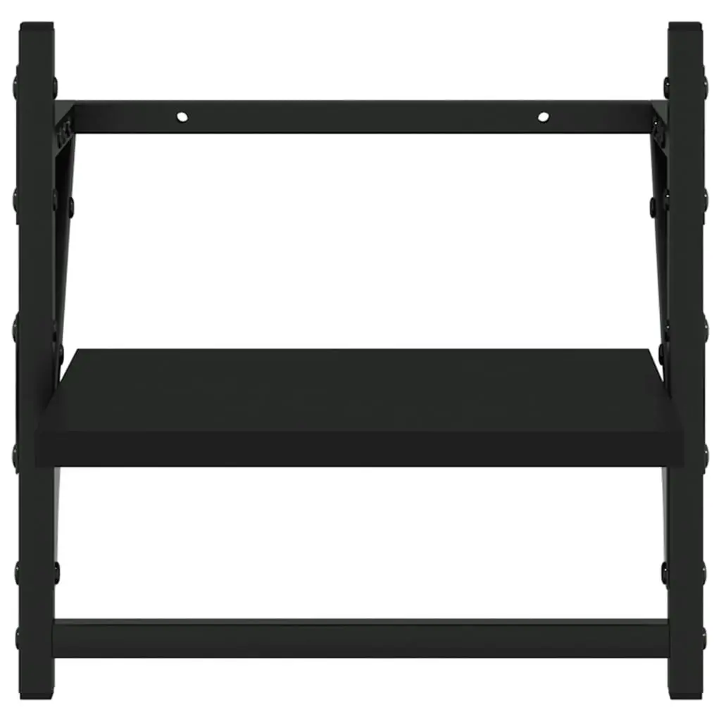 4 Piece Wall Shelf Set with Bars Black Engineered Wood 836263