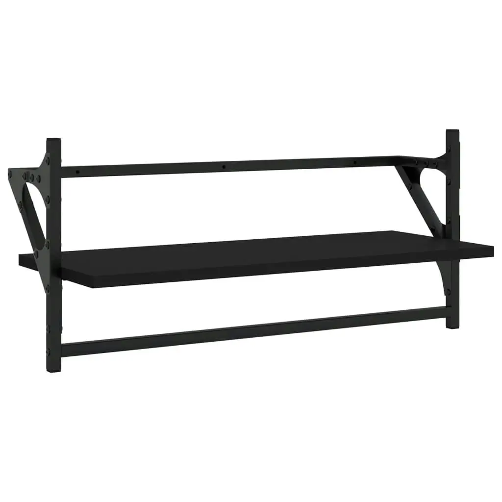 4 Piece Wall Shelf Set with Bars Black Engineered Wood 836263