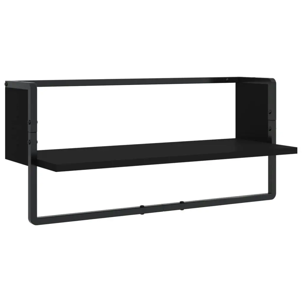 4 Piece Wall Shelf Set with Bars Black Engineered Wood 836308