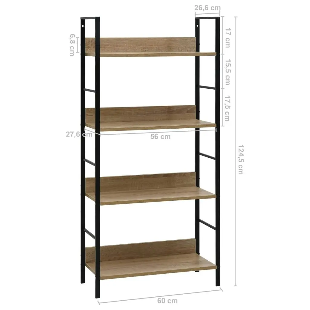 4-Layer Book Shelf Oak 60x27.6x124.5 cm Engineered Wood 288223