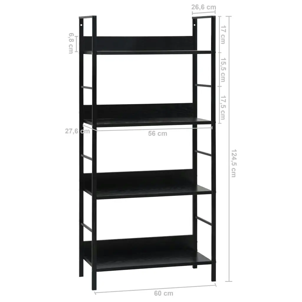 4-Layer Book Shelf Black 60x27.6x124.5 cm Engineered Wood 288222