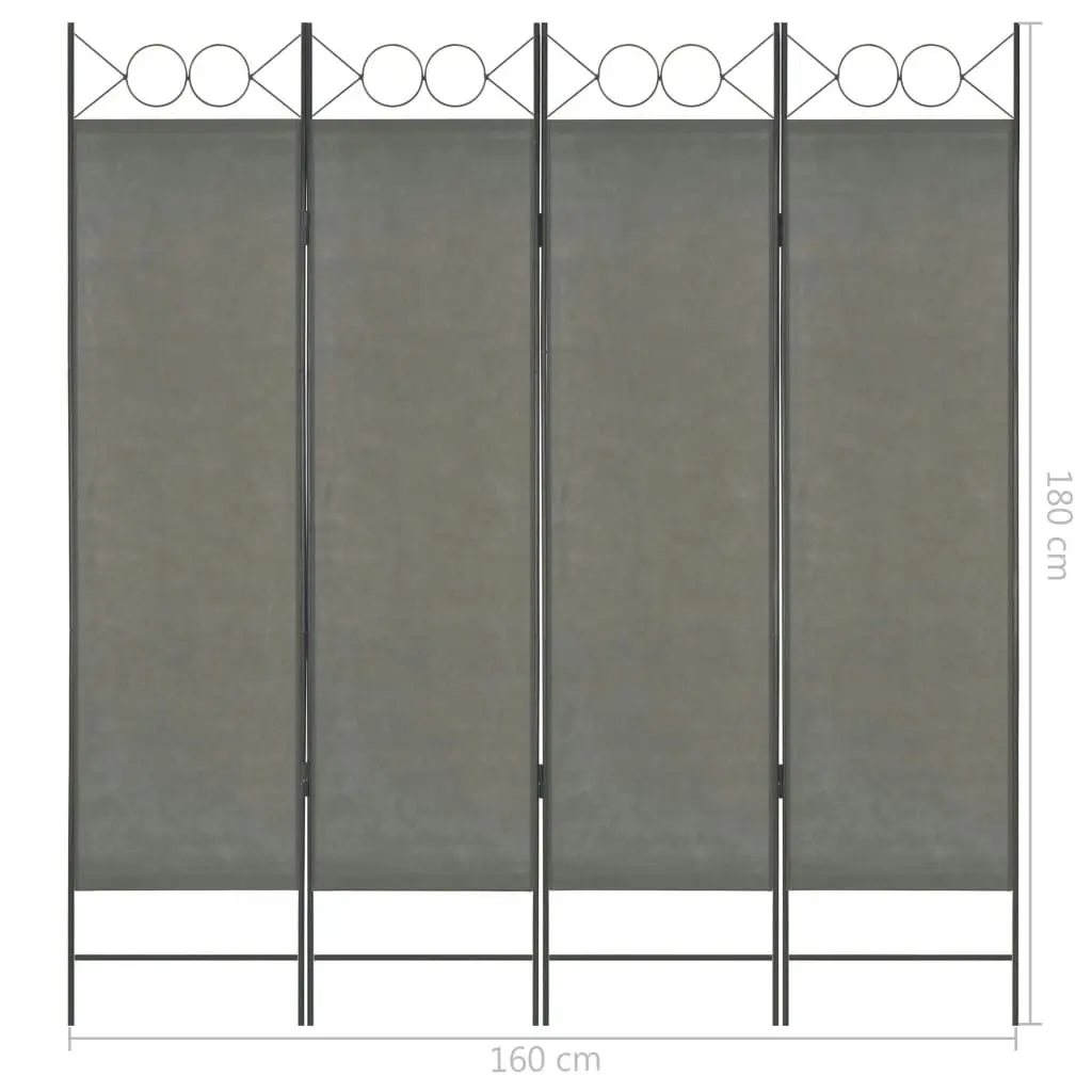 4-Panel Room Divider Anthracite 160x180 cm 280237