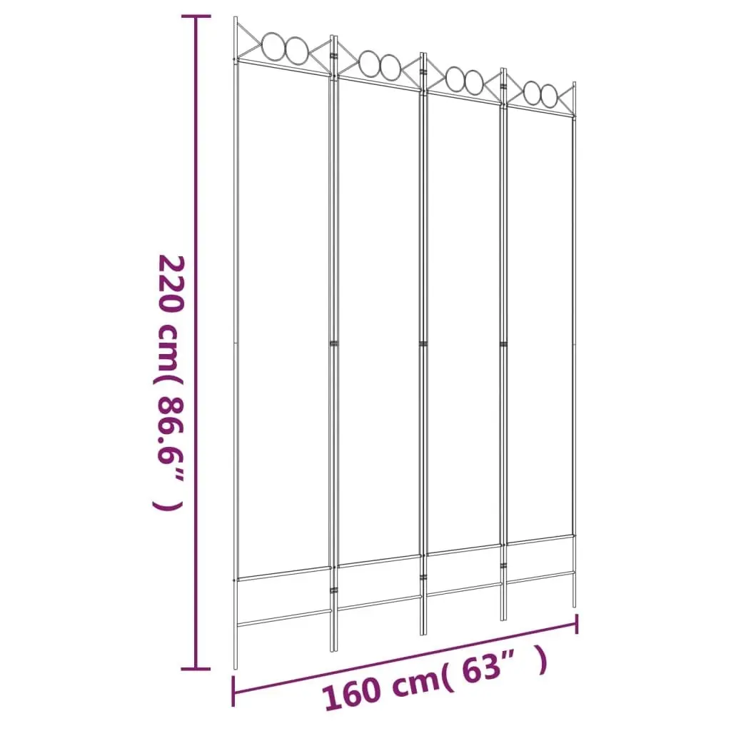 4-Panel Room Divider Anthracite 160x220 cm Fabric 350168