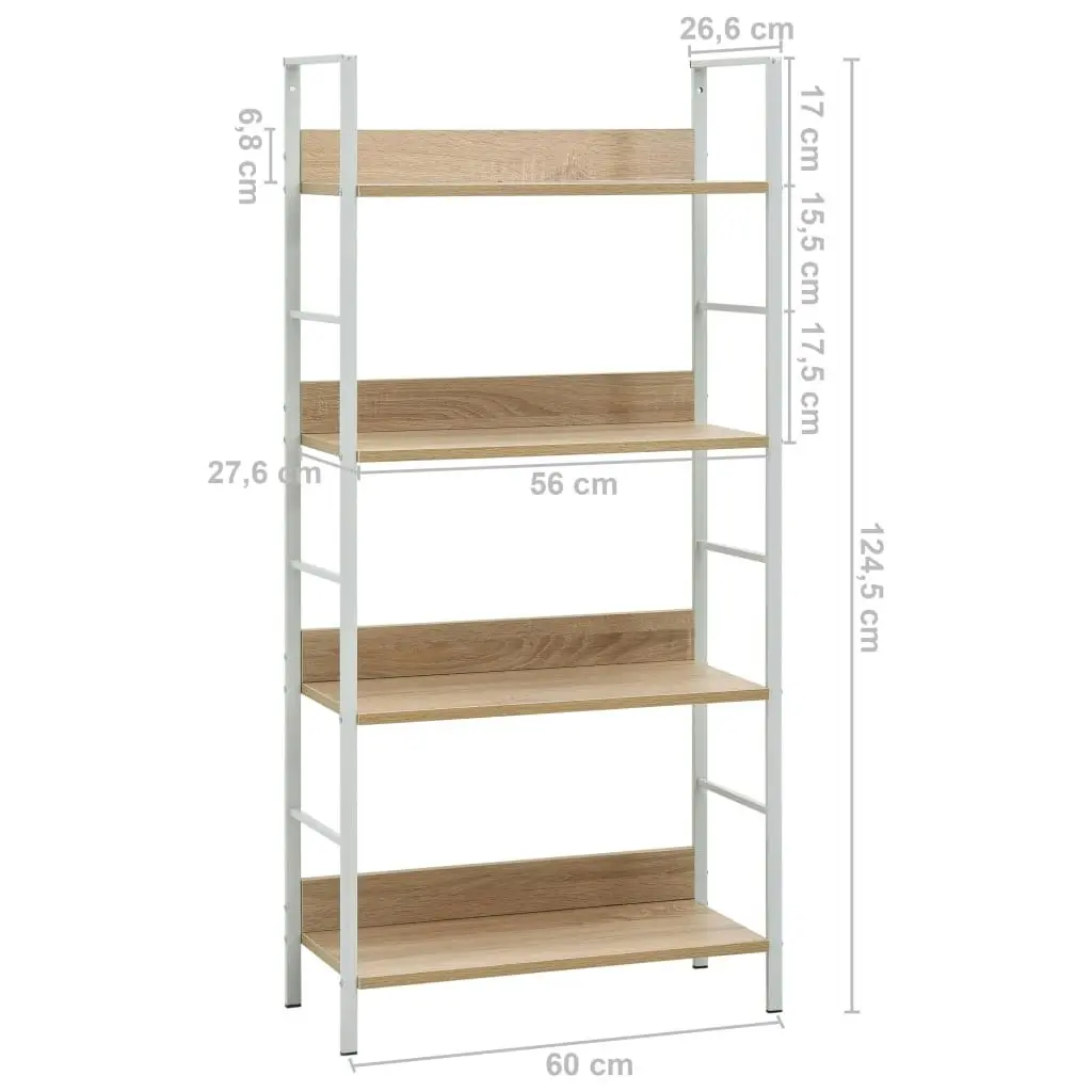 4-Layer Book Shelf Oak 60x27.6x124.5 cm Engineered Wood 288225