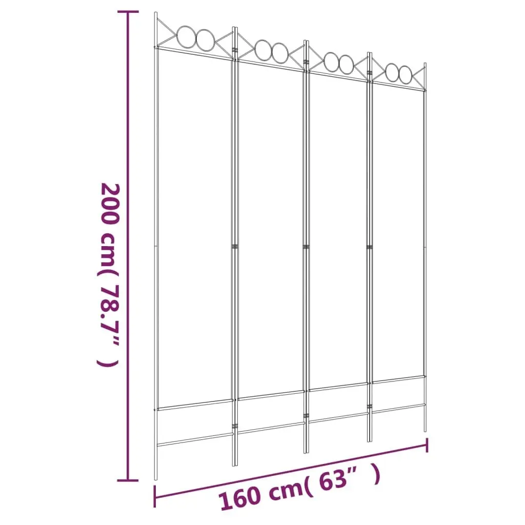 4-Panel Room Divider Anthracite 160x200 cm Fabric 350152