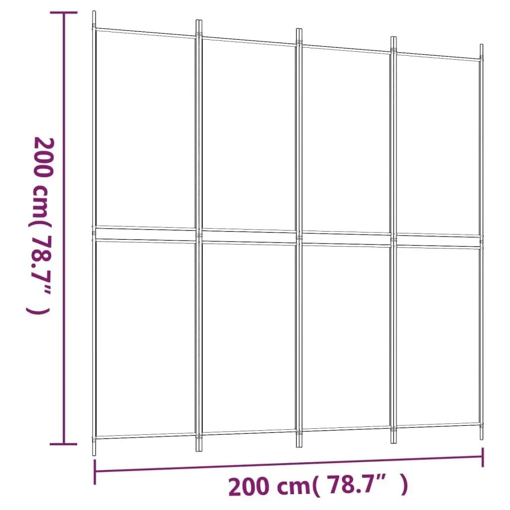 4-Panel Room Divider Anthracite 200x200 cm Fabric 350232