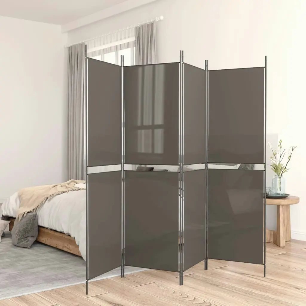 4-Panel Room Divider Anthracite 200x200 cm Fabric 350232