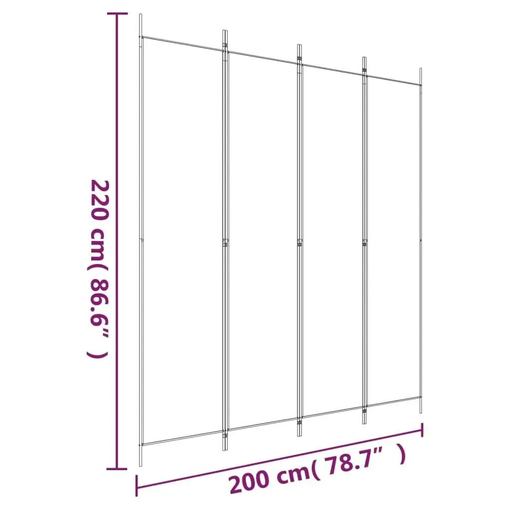 4-Panel Room Divider Anthracite 200x220 cm Fabric 350200