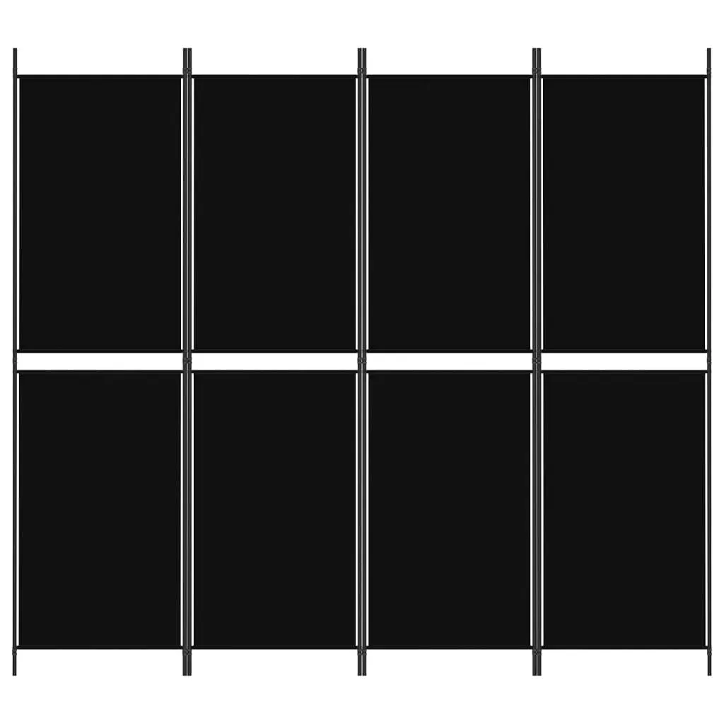 4-Panel Room Divider Black 200x180 cm Fabric 350217