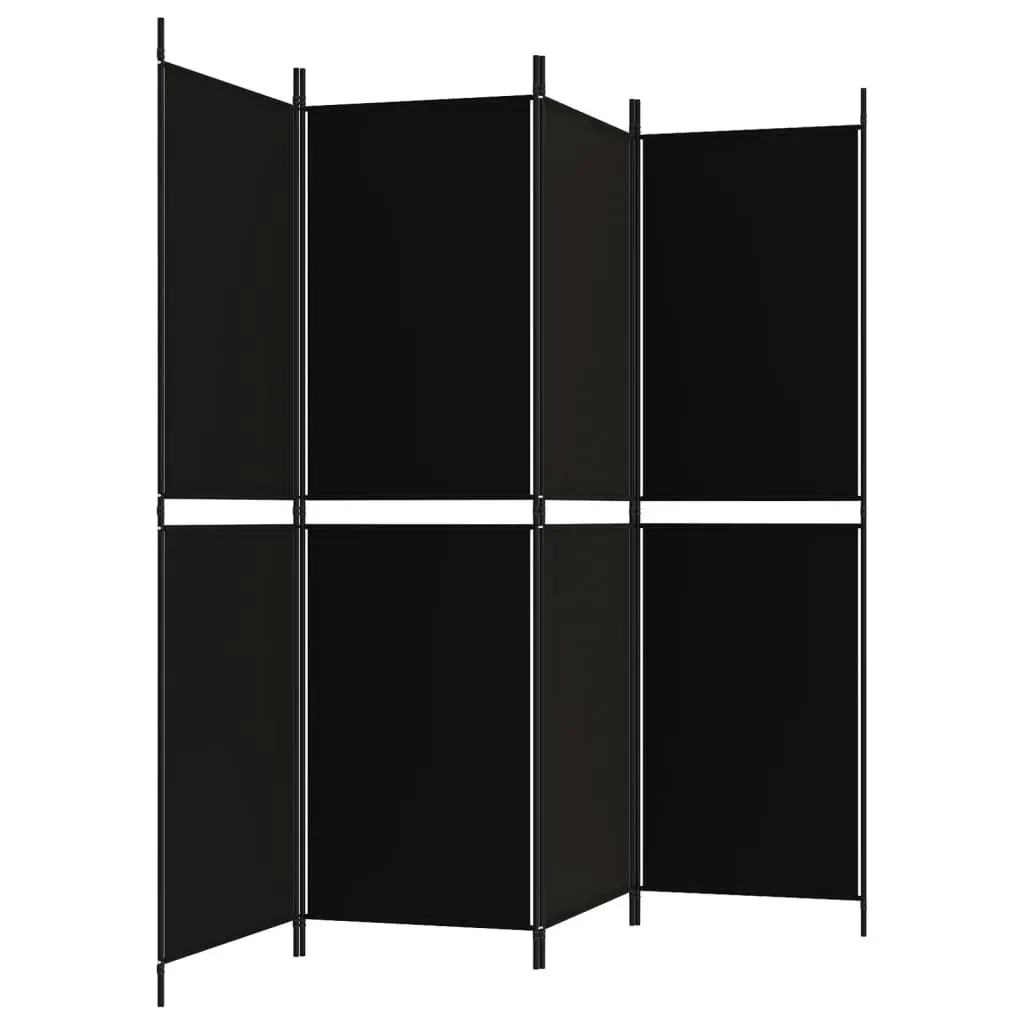 4-Panel Room Divider Black 200x180 cm Fabric 350217