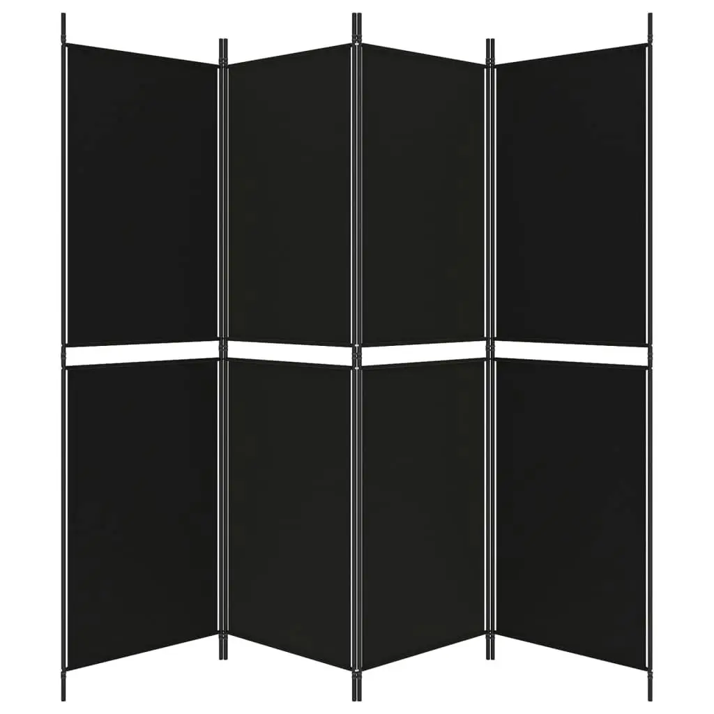 4-Panel Room Divider Black 200x180 cm Fabric 350217