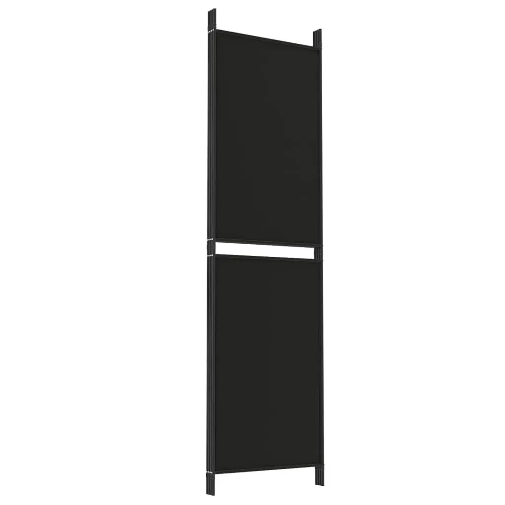 4-Panel Room Divider Black 200x180 cm Fabric 350217