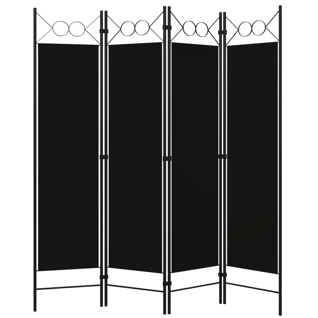 4-Panel Room Divider Black 160x180 cm 320705