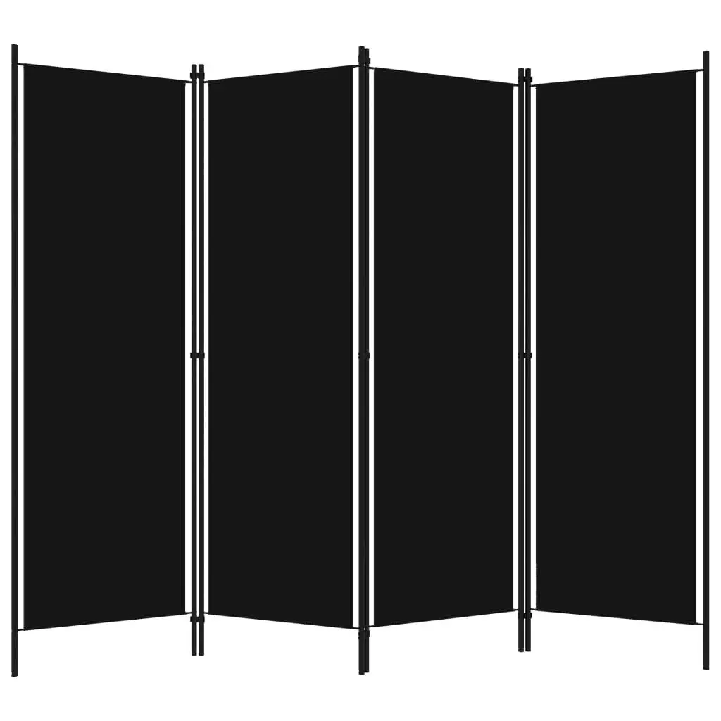 4-Panel Room Divider Black 200x180 cm 320722