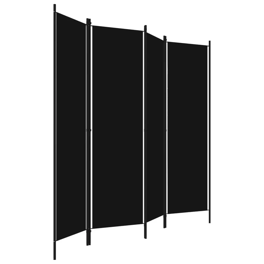 4-Panel Room Divider Black 200x180 cm 320722