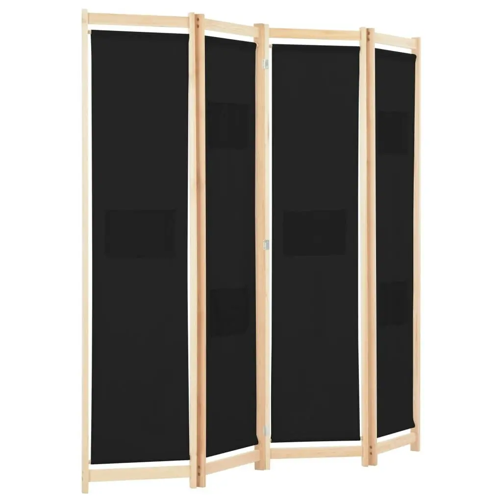 4-Panel Room Divider Black 160x170x4 cm Fabric 248184