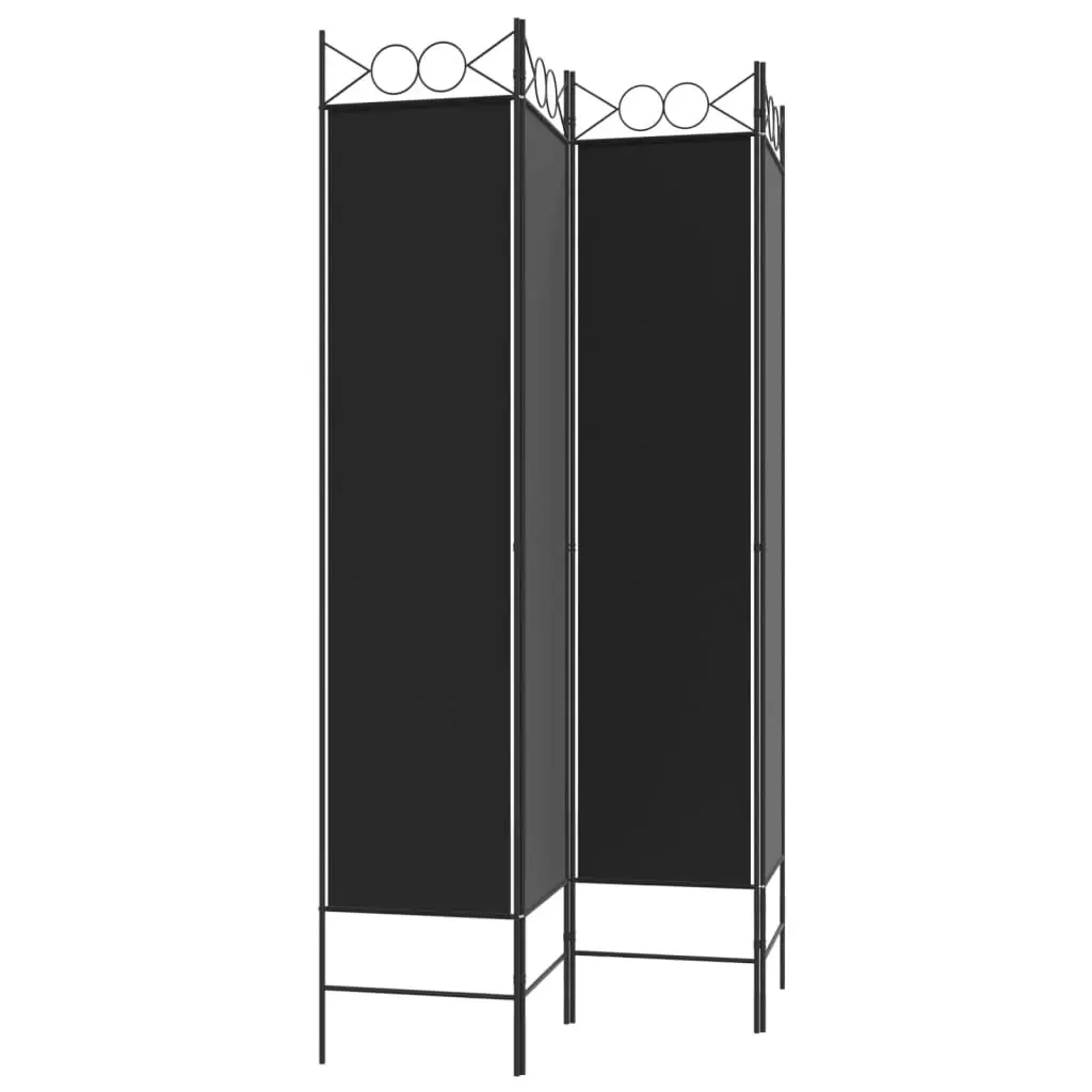 4-Panel Room Divider Black 160x200 cm Fabric 350153