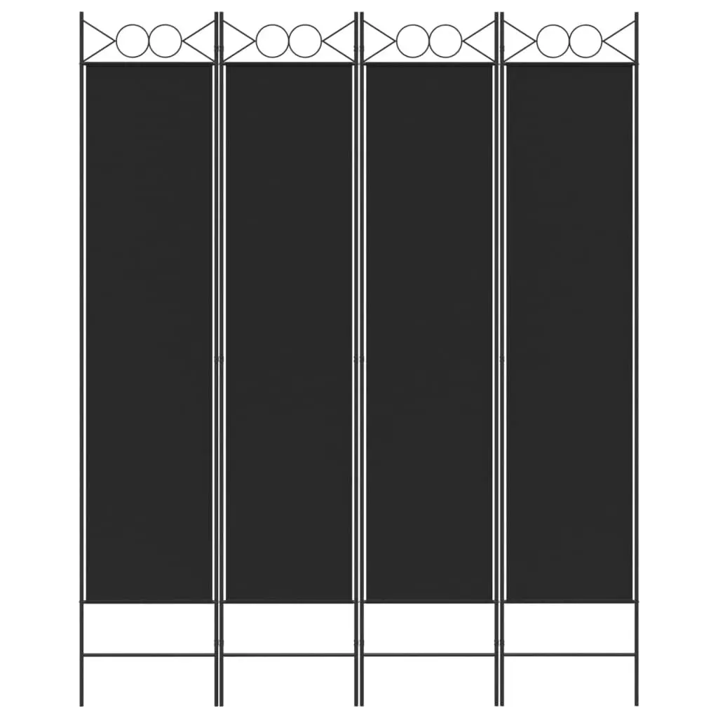 4-Panel Room Divider Black 160x200 cm Fabric 350153