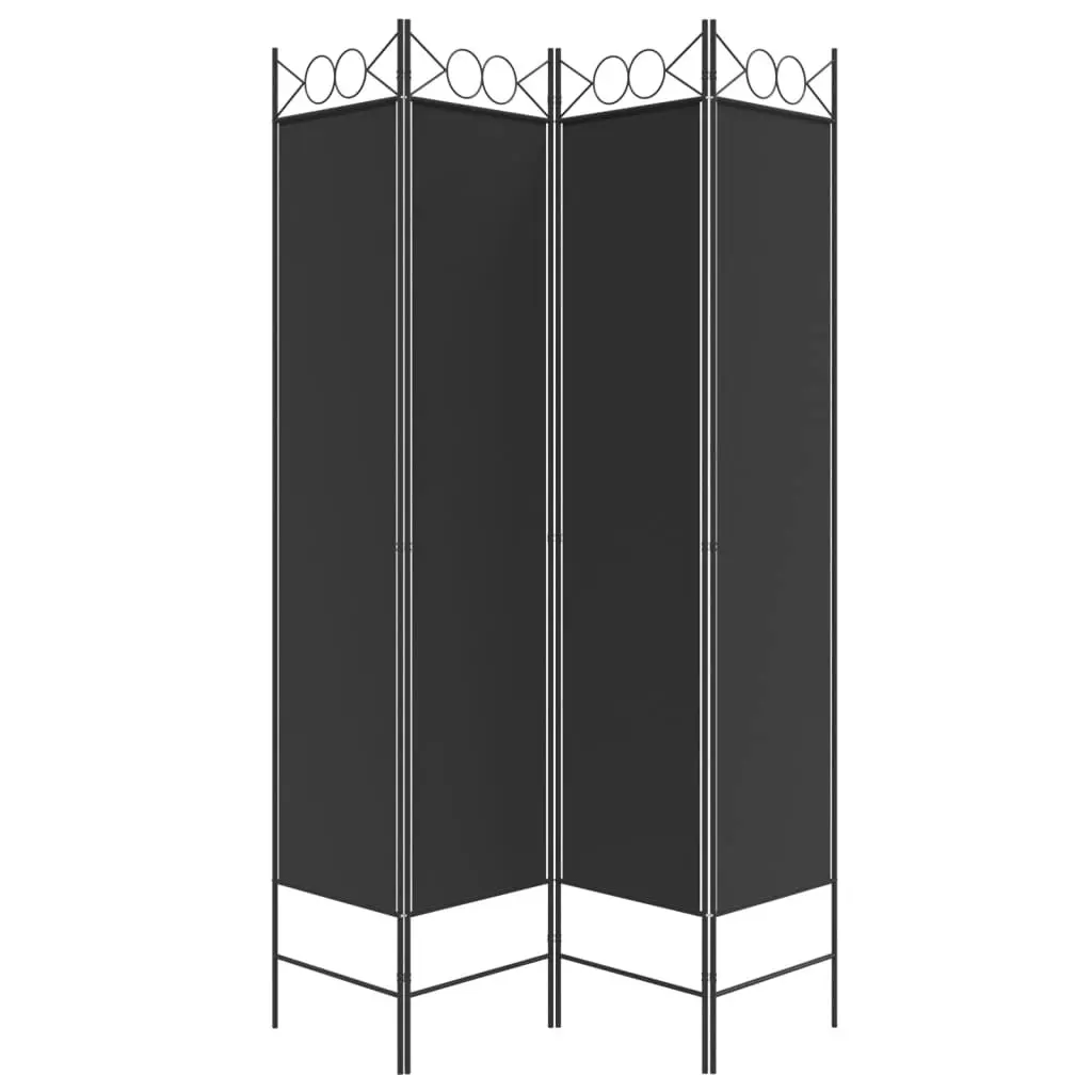 4-Panel Room Divider Black 160x200 cm Fabric 350153