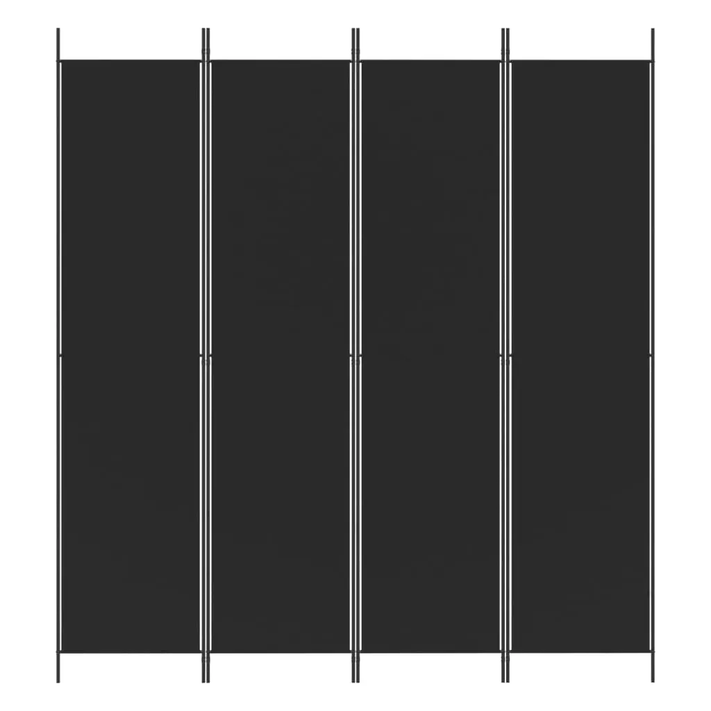 4-Panel Room Divider Black 200x220 cm Fabric 350201