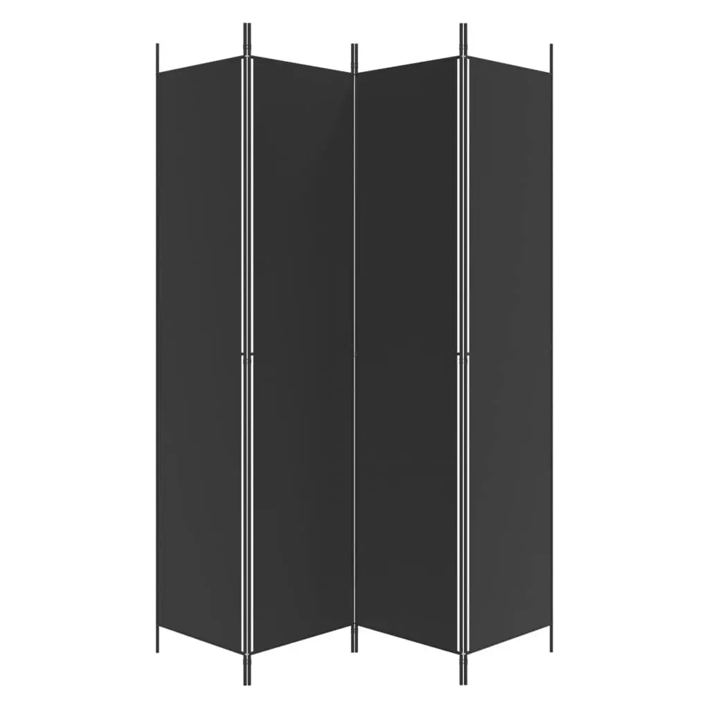 4-Panel Room Divider Black 200x220 cm Fabric 350201