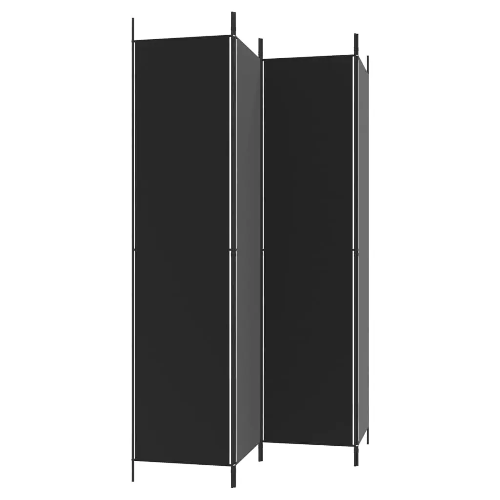 4-Panel Room Divider Black 200x220 cm Fabric 350201