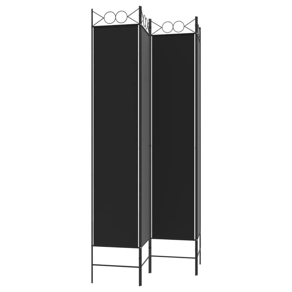 4-Panel Room Divider Black 160x220 cm Fabric 350169